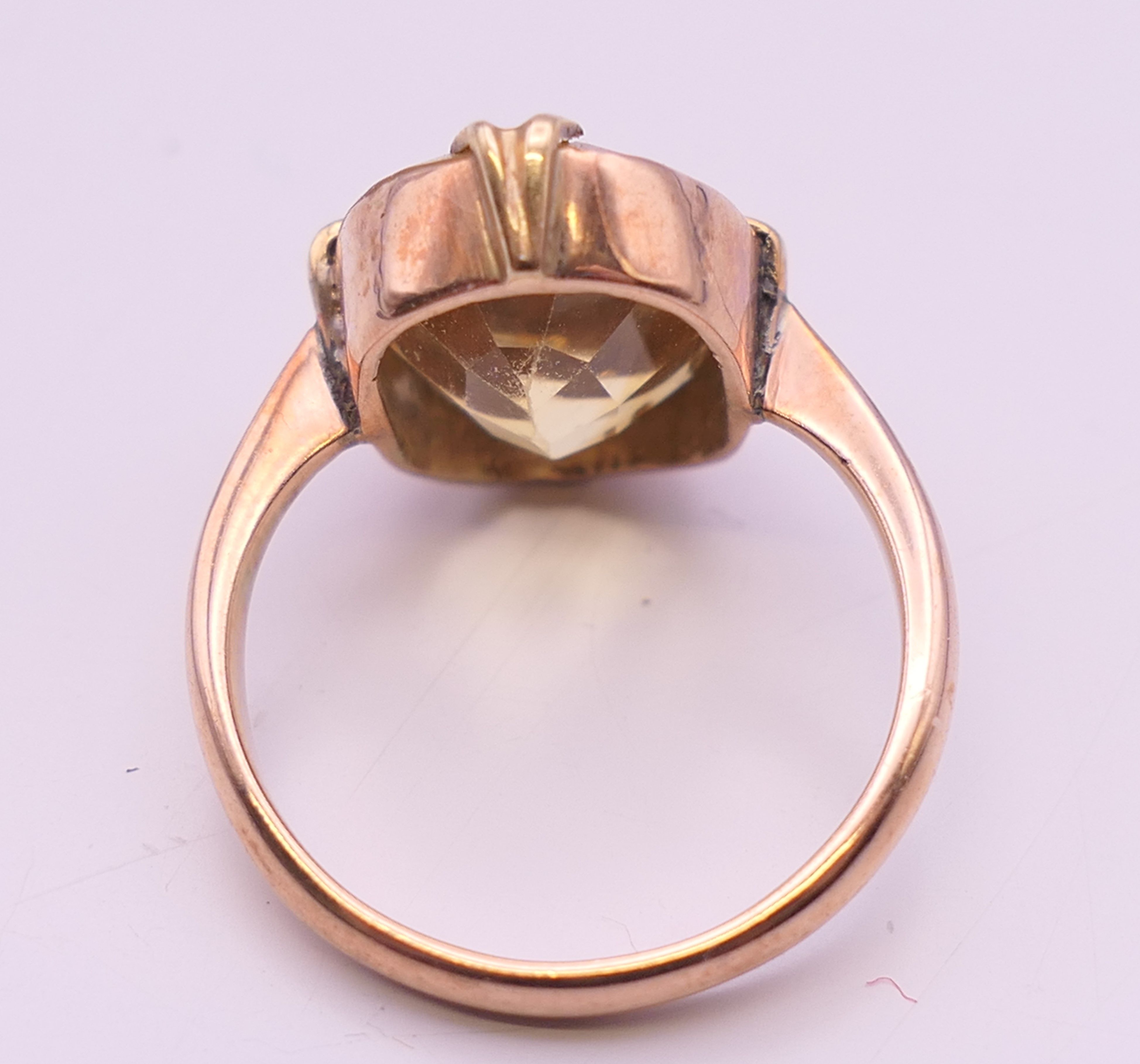 A 9 ct gold citrine ring. Ring size I/J. 4.4 grammes total weight. - Image 6 of 7