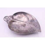 A Tiffany silver leaf form dish. 15 cm wide. 118.2 grammes.