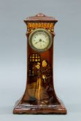 A Royal Doulton Kingsware cased clock, the front decorated with a drinking monk. 30 cm high.