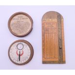 A vintage wood cased pocket sundial and compass, A W Gamage Ltd, Holborn,