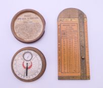 A vintage wood cased pocket sundial and compass, A W Gamage Ltd, Holborn,
