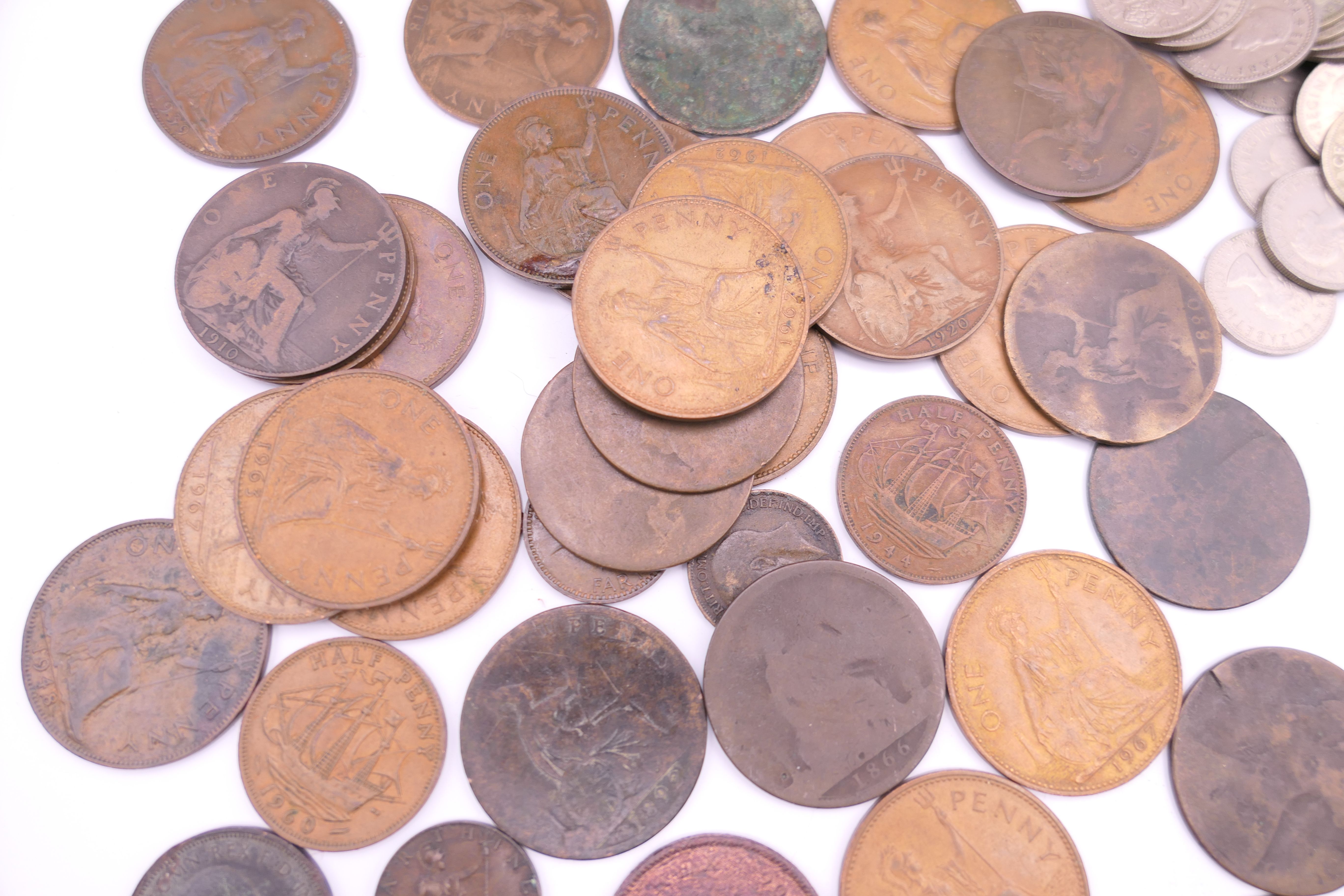 A collection of coins, including sixpences, pennies, farthings, half pennies, etc. - Image 3 of 10