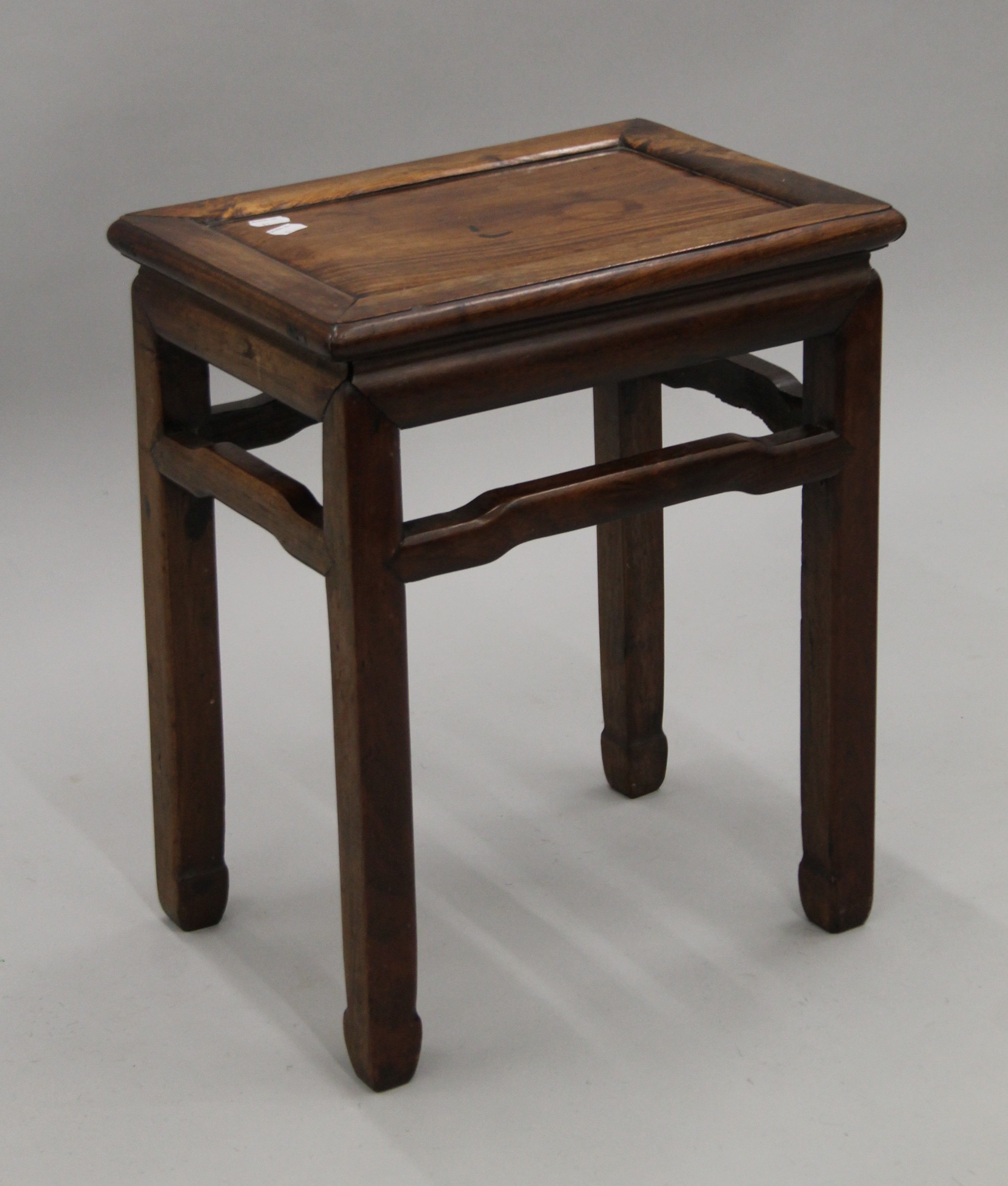 A 19th century Chinese rectangular hardwood stand. 50 cm high. - Image 2 of 5