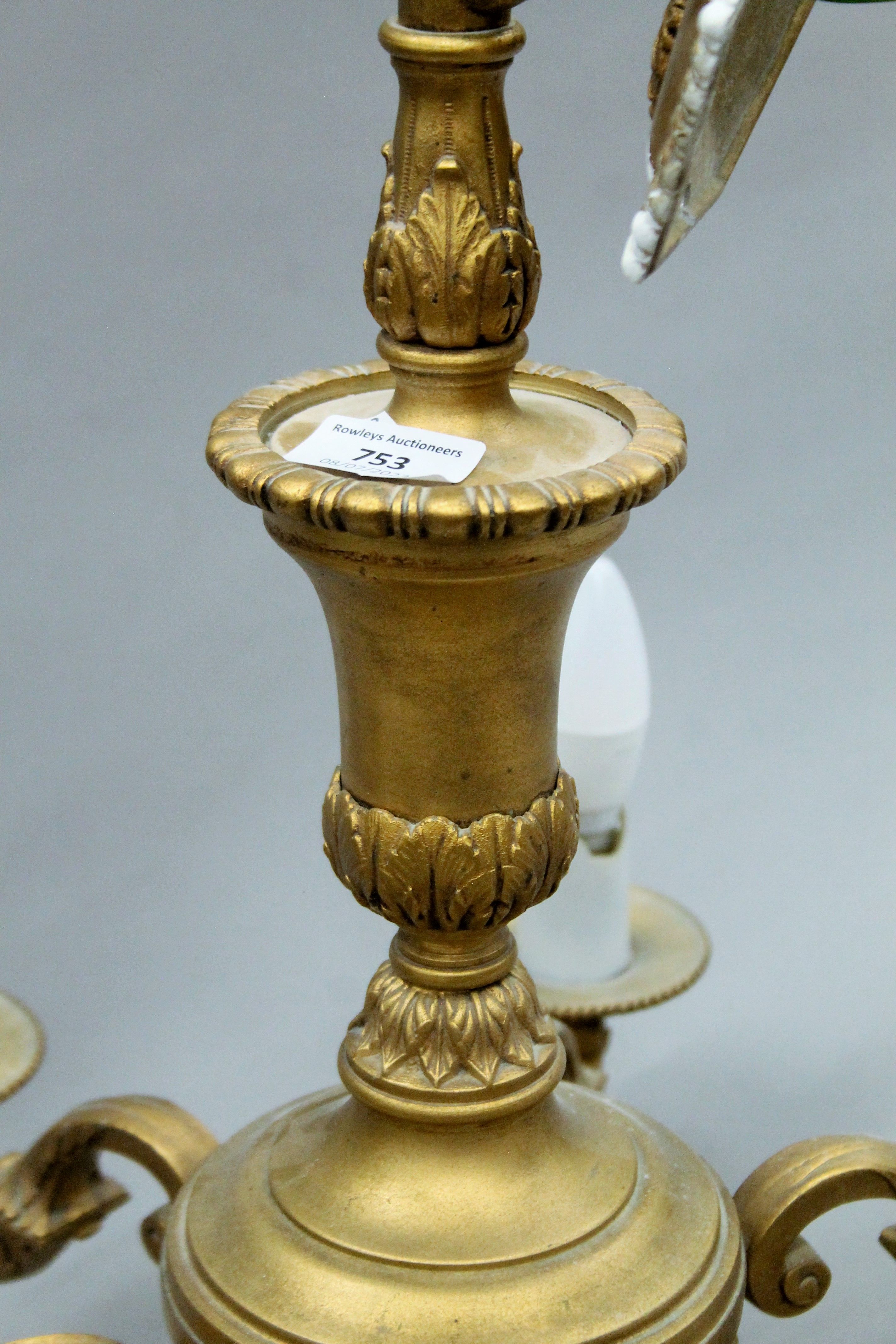 A gilt six branch chandelier. 47 cm high. - Image 3 of 4