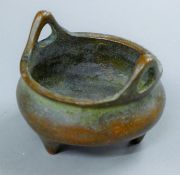 A small Chinese bronze censer. 7.5 cm wide.