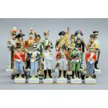 A quantity of various porcelain and other model soldiers.