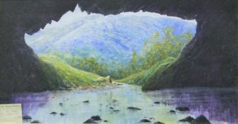 KEN DUGGAN, Rydal Cave, oil on canvas, signed and dated 1996, framed. 75 x 39.5 cm.