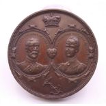 A bronze medallion commemorating the marriage of George and Mary, July 6th 1893,