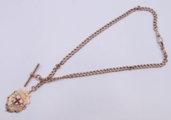 A 9 ct gold Albert chain (approximately 35 grammes) hallmarked LV & Co, Birmingham,