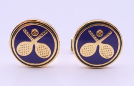 A pair of Rolex Wimbledon cufflinks. 1.75 cm diameter.