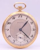 A 9 ct gold Eterna gentleman's pocket watch. 4.75 cm diameter. 52.9 grammes total weight.