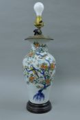 A Chinese crackle glaze porcelain lamp. 56 cm high.