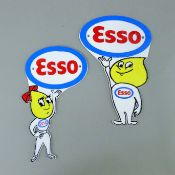A pair of cast iron Esso signs. Each approximately 28 cm high.
