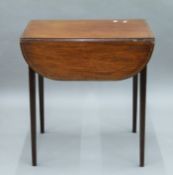 A 19th century mahogany single drawer drop leaf Pembroke table. 45 cm wide flaps down.