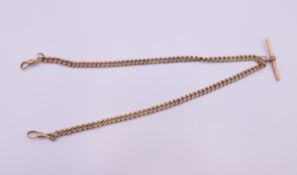 A 9 ct gold Albert chain. 43 cm long. 34.4 grammes.
