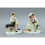 Two 19th century Staffordshire pottery figures formed as a shepherd and shepherdess.