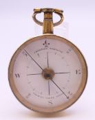 A small gilded brass 18th century compass with enamelled dial, Jeremiah Watkins, Charing Cross,