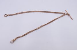 A 9 ct gold Albert chain with small links, hallmarked for Birmingham 1889?. 25 cm long. 21.