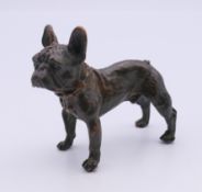A bronze model of a French bulldog. 6 cm high.