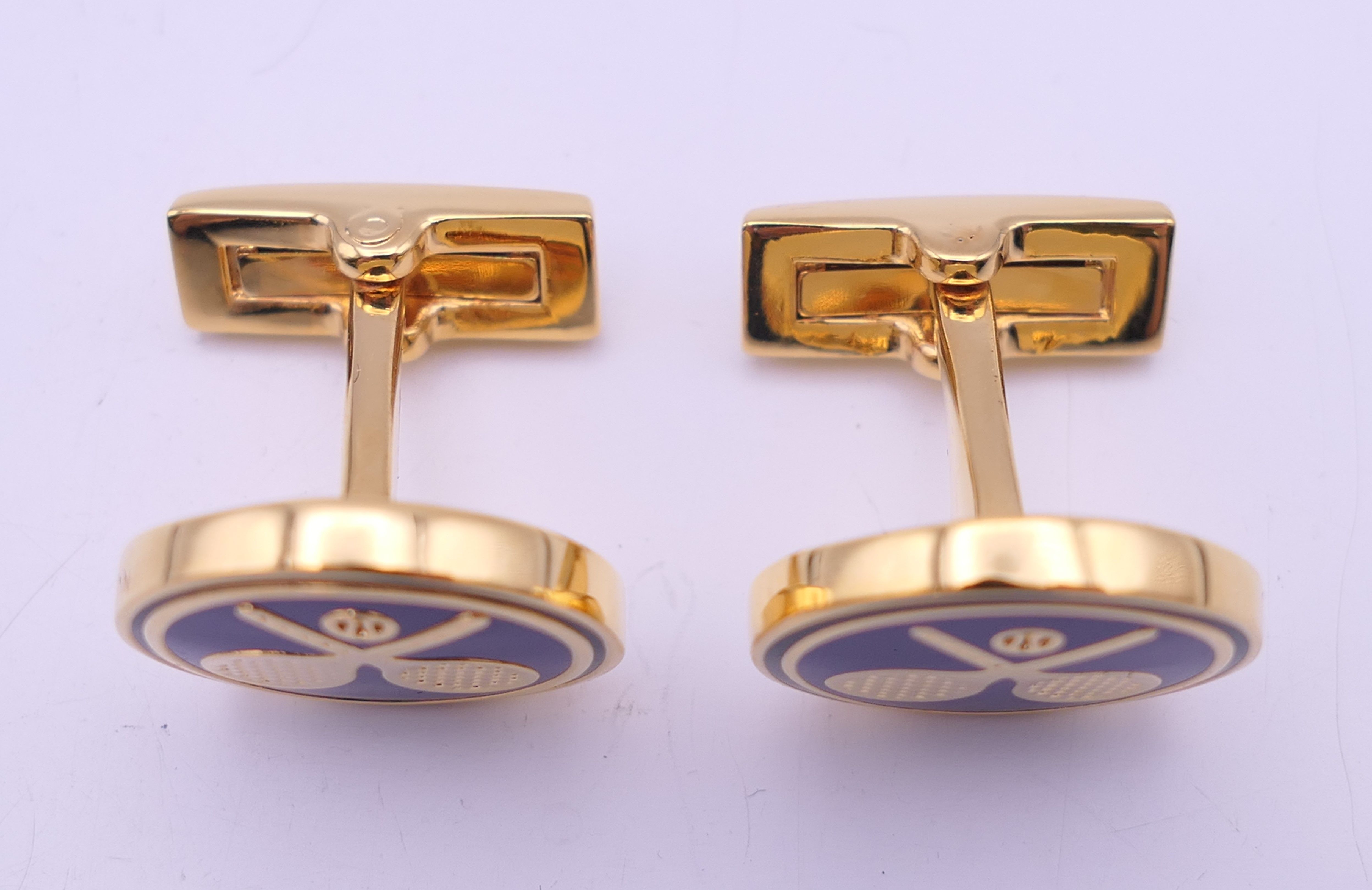 A pair of Rolex Wimbledon cufflinks. 1.75 cm diameter. - Image 2 of 3