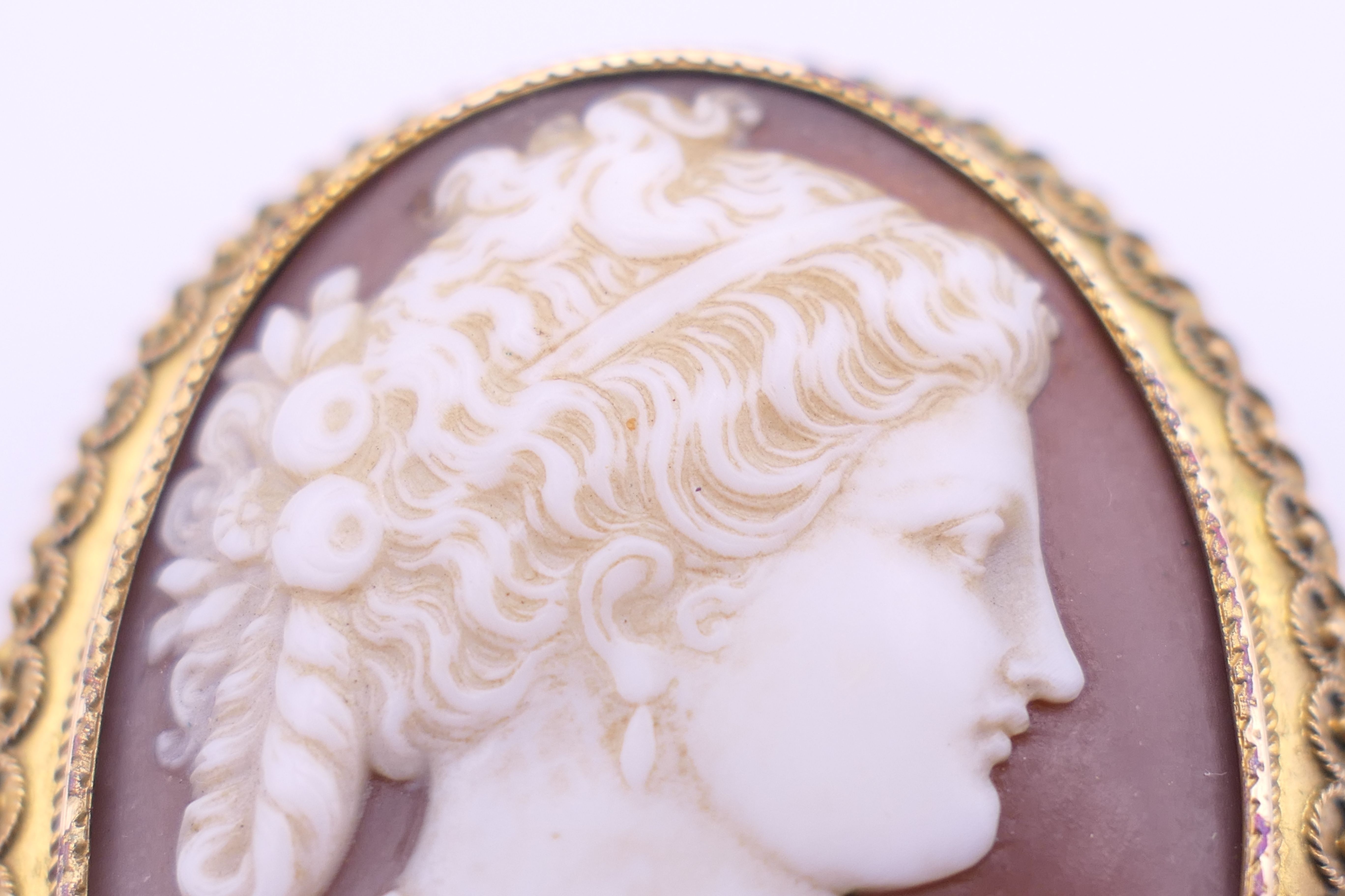 A 19th century cameo brooch carved with the bust of a lady and another brooch. Cameo 4. - Image 4 of 9