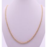 A 9 ct gold rope chain. Chain 62 cm long, 4.3 grammes.