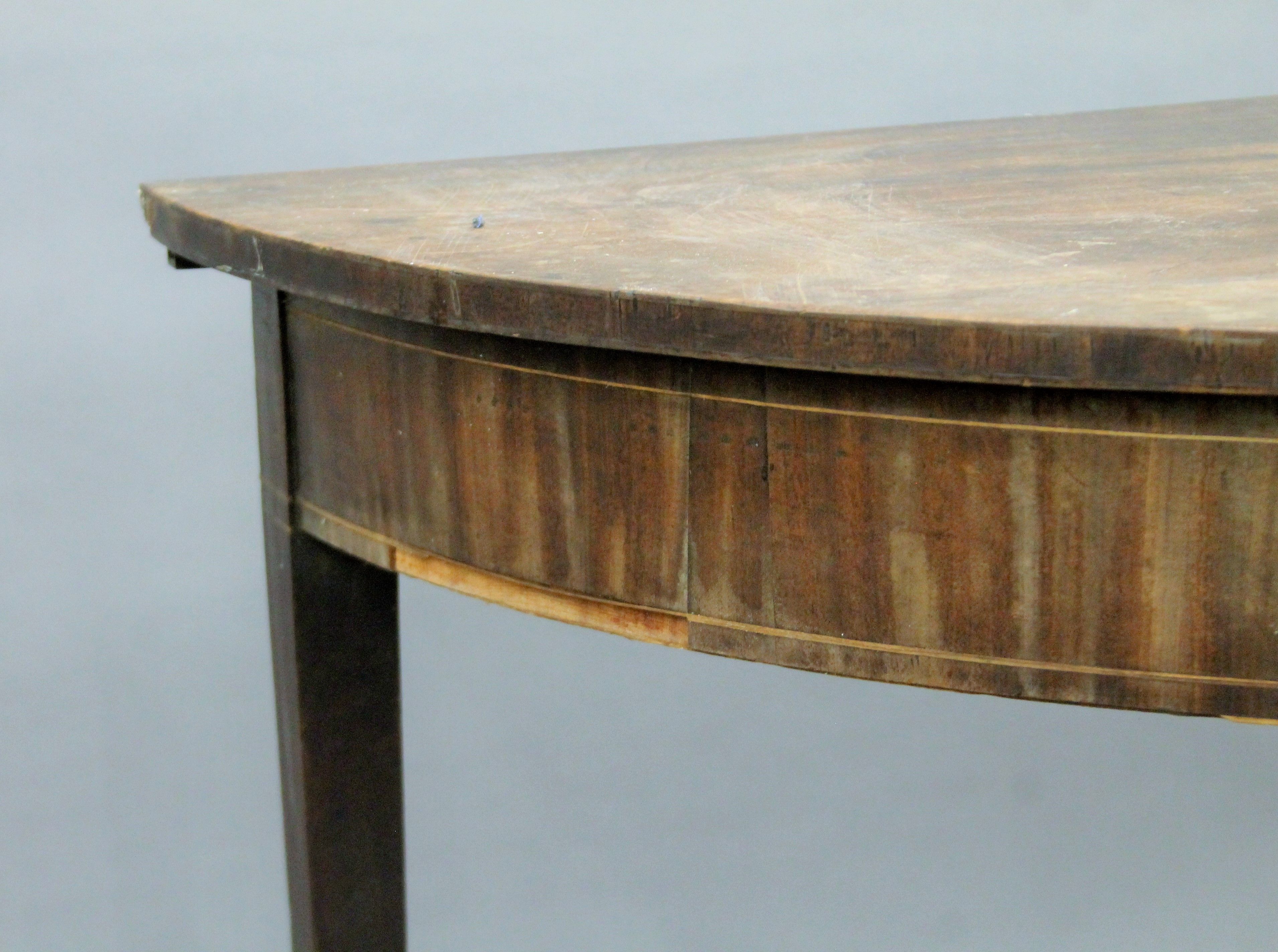 A 19th century mahogany demi lune table. 122 cm wide. - Image 5 of 7