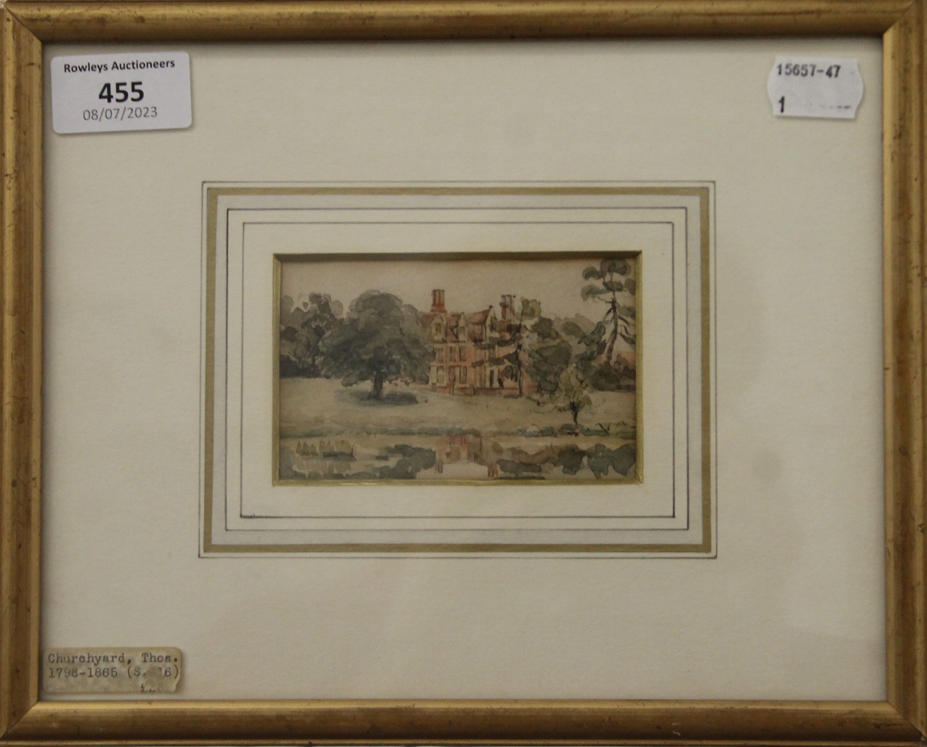THOMAS CHURCHYARD (1798-1865) British, The Abbey, Woodbridge, watercolour, - Image 2 of 3