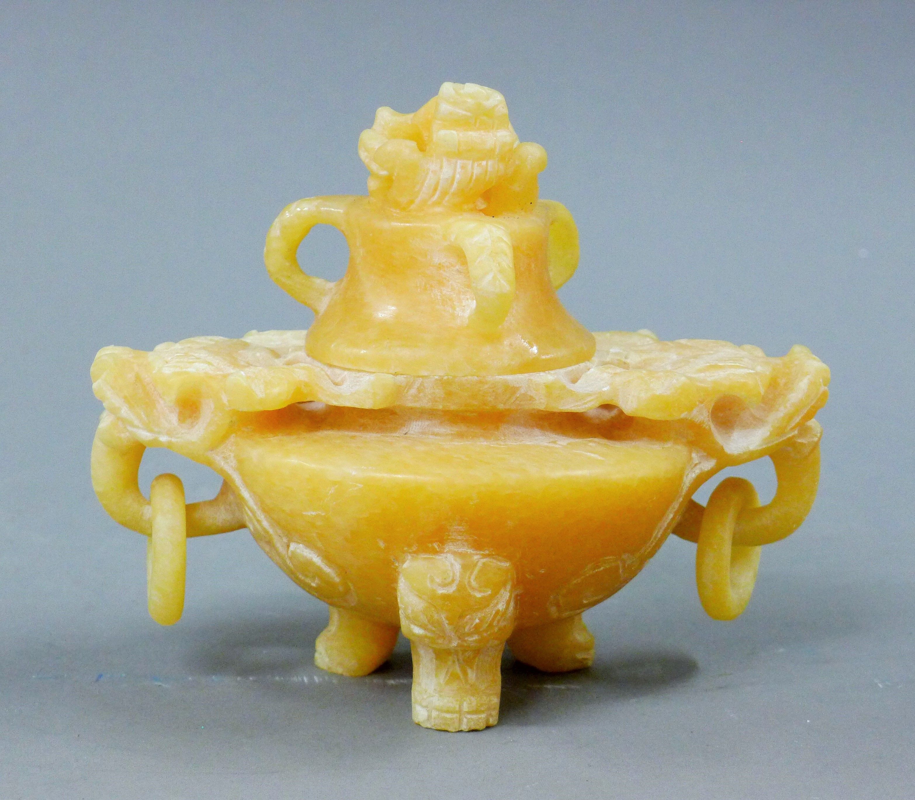 A pair of Chinese hardstone censers. 16 cm wide. - Image 2 of 4