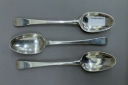 Three George III Old English silver tablespoons with shoulders, makers mark of Wm Withers,
