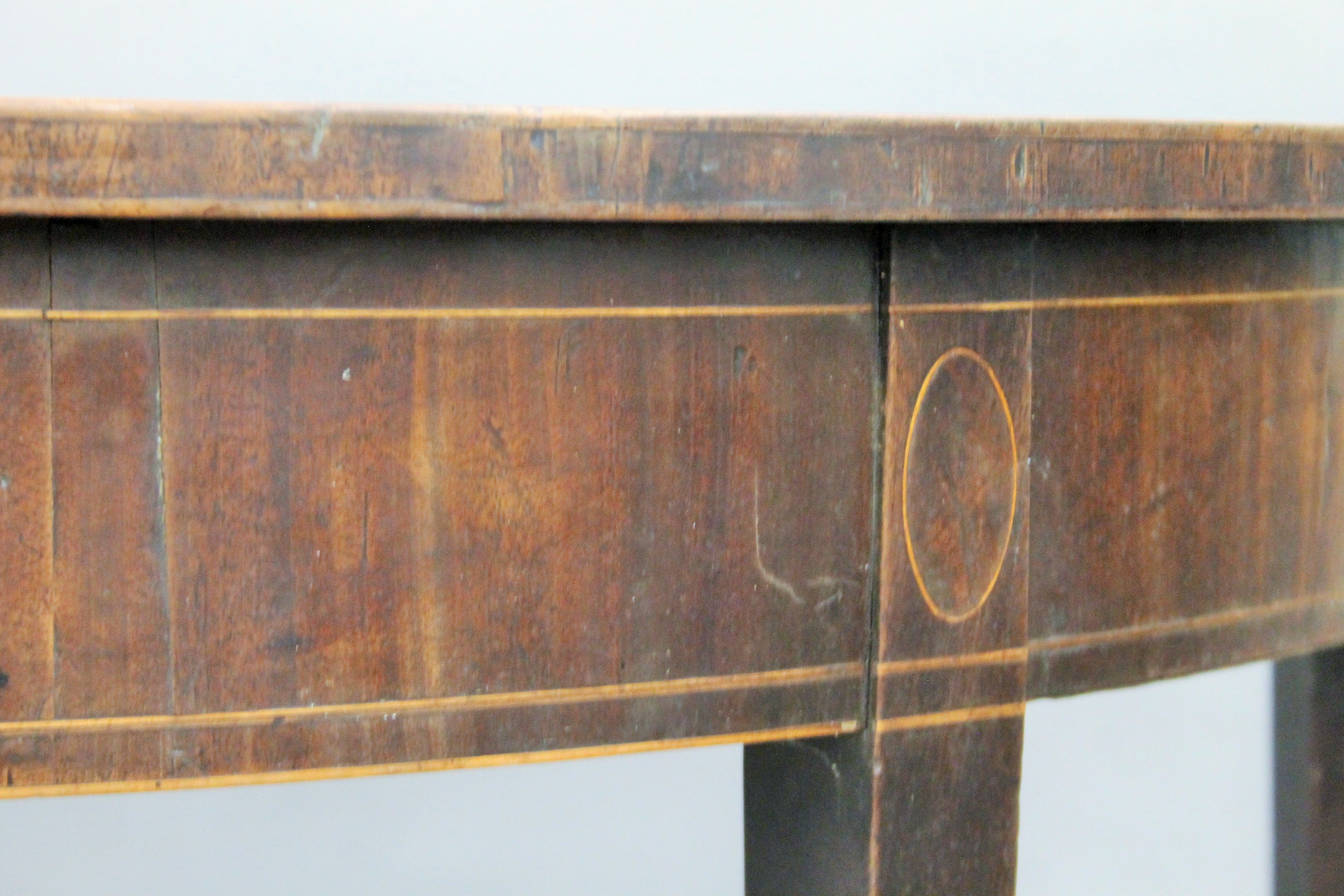 A 19th century mahogany demi lune table. 122 cm wide. - Image 6 of 7