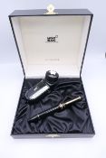 A cased commemorative Mont Blanc (Montblanc) Meisterstuck pen and ink set celebrating the Silver