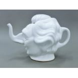 A Margaret Thatcher Luck and Flaw caricature teapot and lid, impressed marks to base LUCK & FLAW,