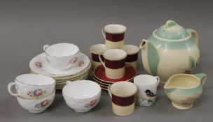A quantity of ceramic tea wares, including Susie Cooper.