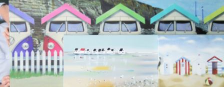A Coastal box canvas and two others. The largest 122 x 51 cm.