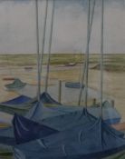 WALTER KEMSLEY, Boats at Burnham Overy Staith, watercolour, framed and glazed. 26 x 33 cm.