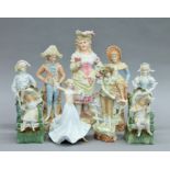 A quantity of Continental porcelain figures. The largest 32 cm high.