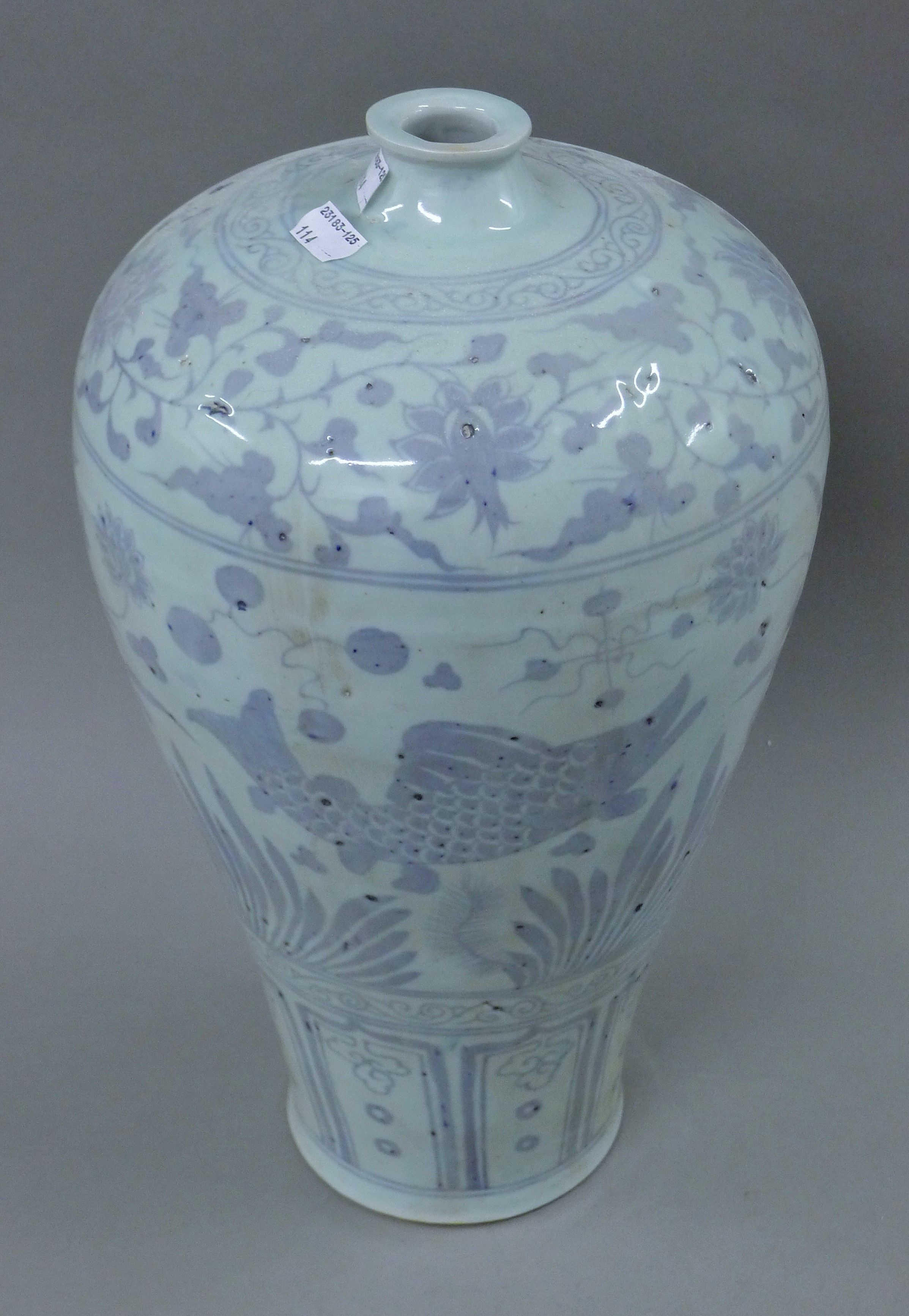 A Chinese blue and white porcelain vase. 45 cm high. - Image 3 of 4