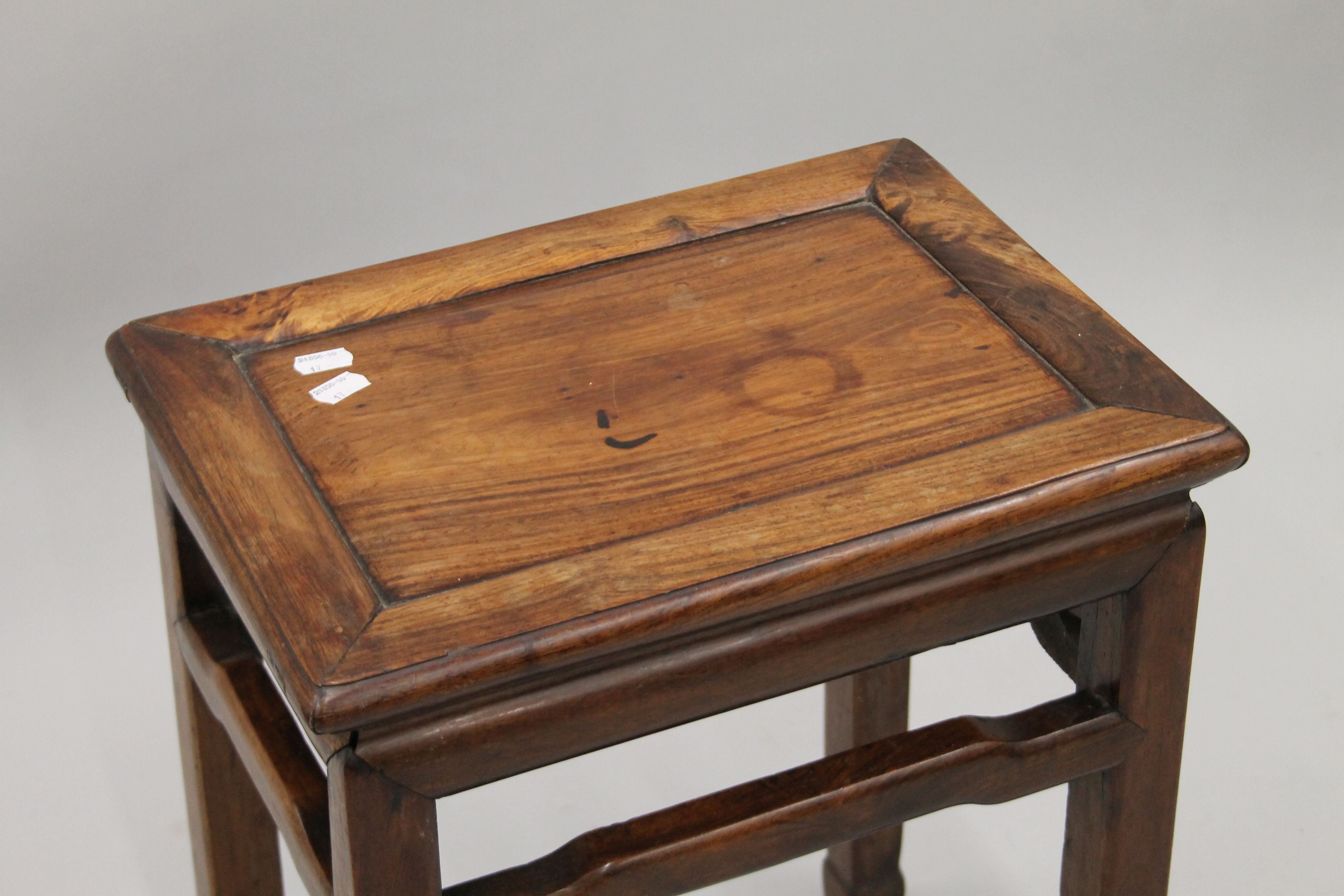 A 19th century Chinese rectangular hardwood stand. 50 cm high. - Image 3 of 5
