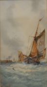 W STEWART (flourished 1910-1930), Fishing Boats in Choppy Waters, watercolour, signed,