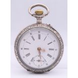 A silver open face pocket watch, the case inscribed to interior Cylindre Remontoire 6 Rubis.