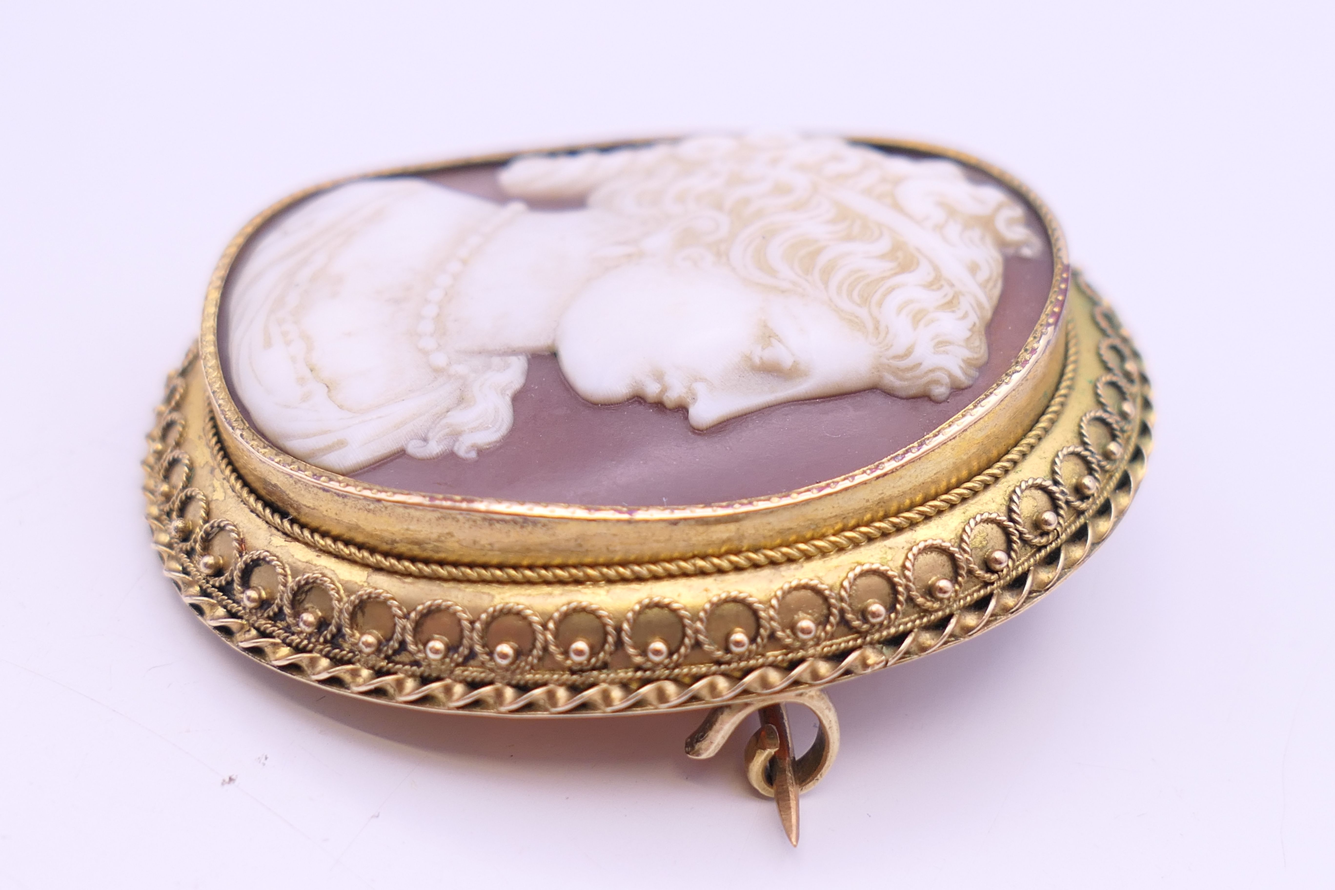 A 19th century cameo brooch carved with the bust of a lady and another brooch. Cameo 4. - Image 3 of 9