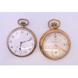 An Ingersoll Ltd Triumph gold plated open face pocket watch and another gold plated open face