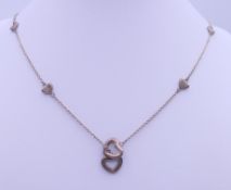 A Tiffany silver heart necklace. 50 cm long.