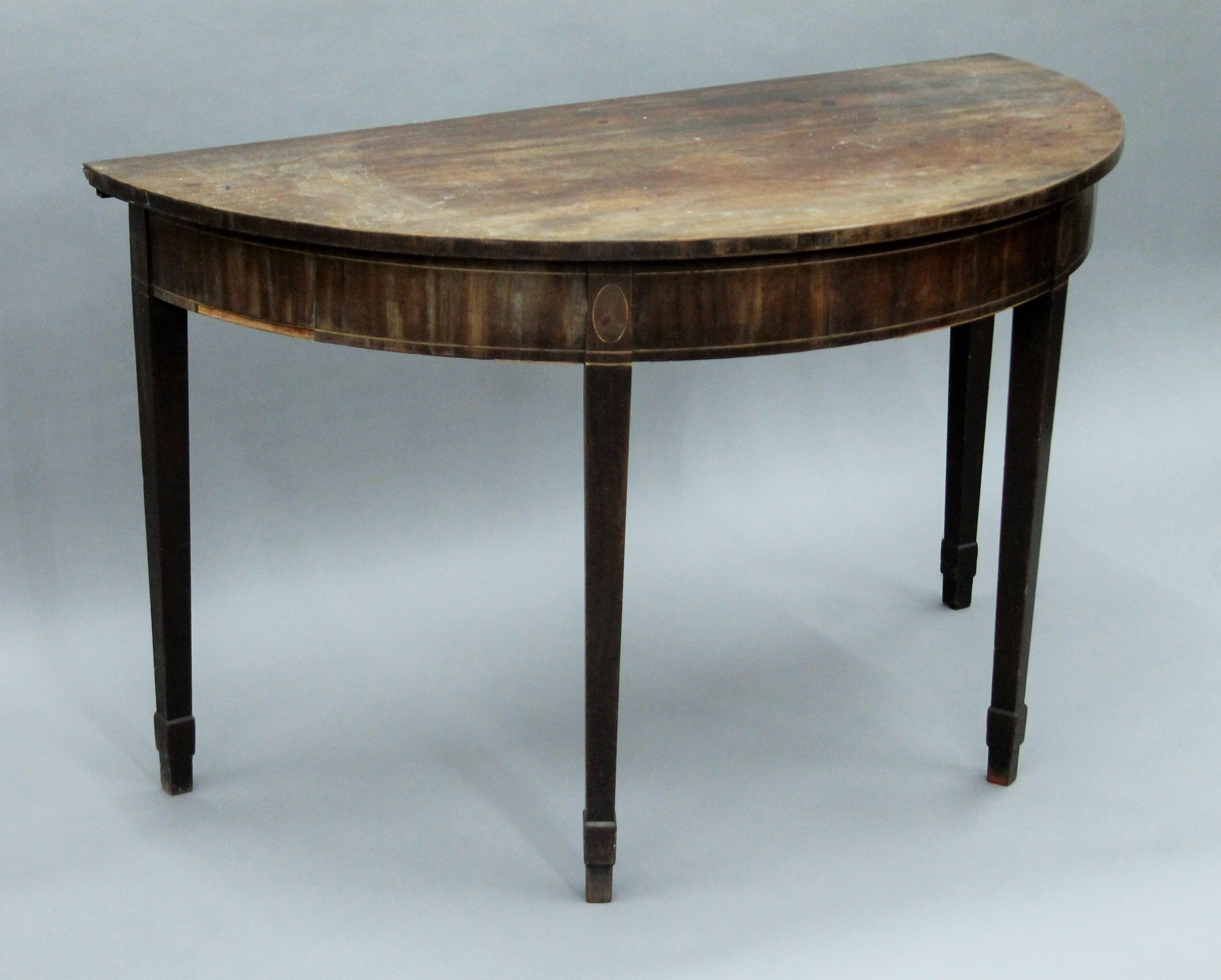 A 19th century mahogany demi lune table. 122 cm wide. - Image 2 of 7