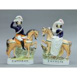 A pair of 19th century Staffordshire pottery flat back models, The Emperor and The Empress.