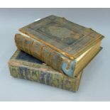 A leather and brass bound Bible with gilt edged pages and brass clasps '' The Holy Scriptures with