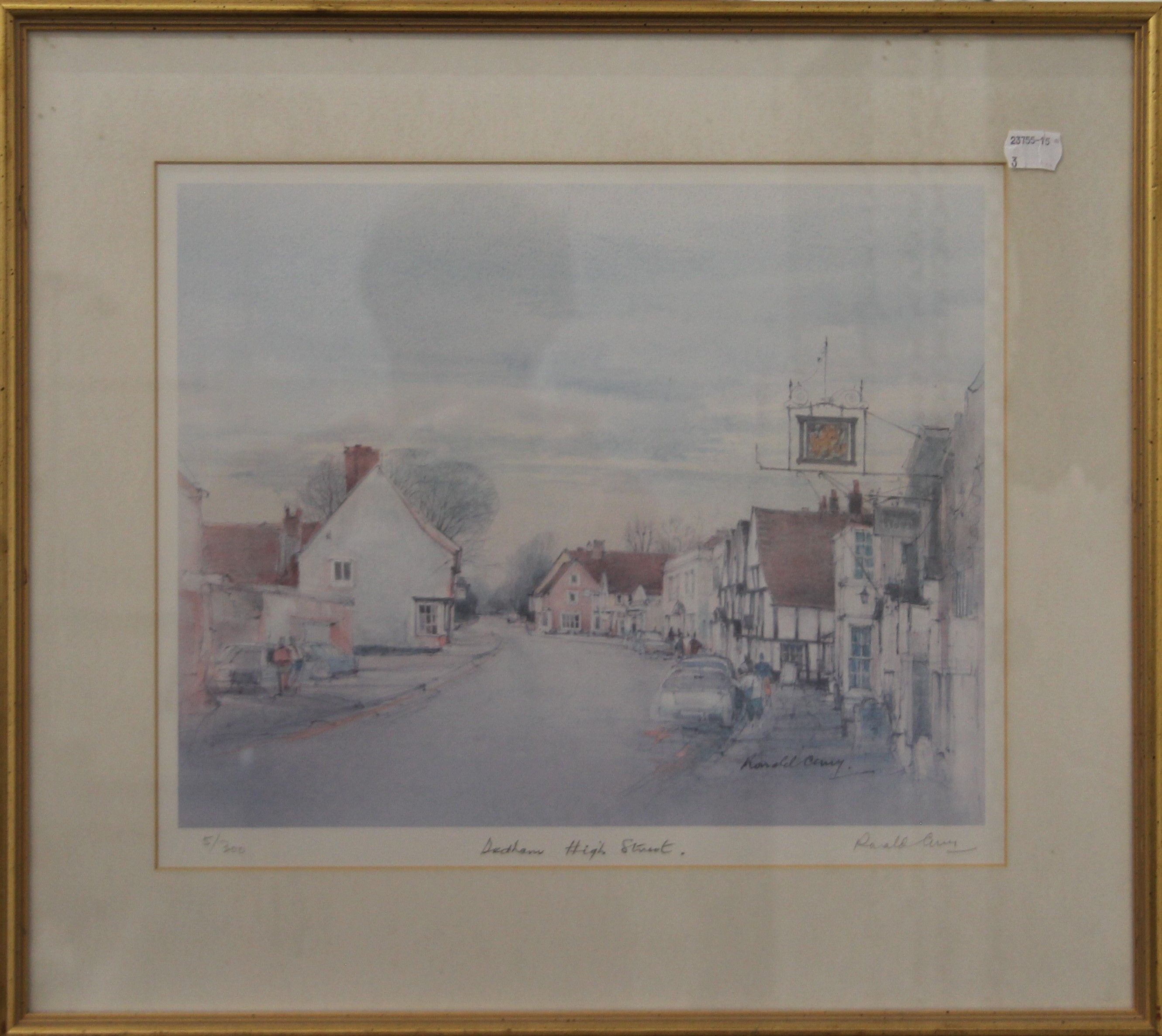 A Victorian maple framed needlework picture, a print of Dedham High Street, - Image 4 of 9