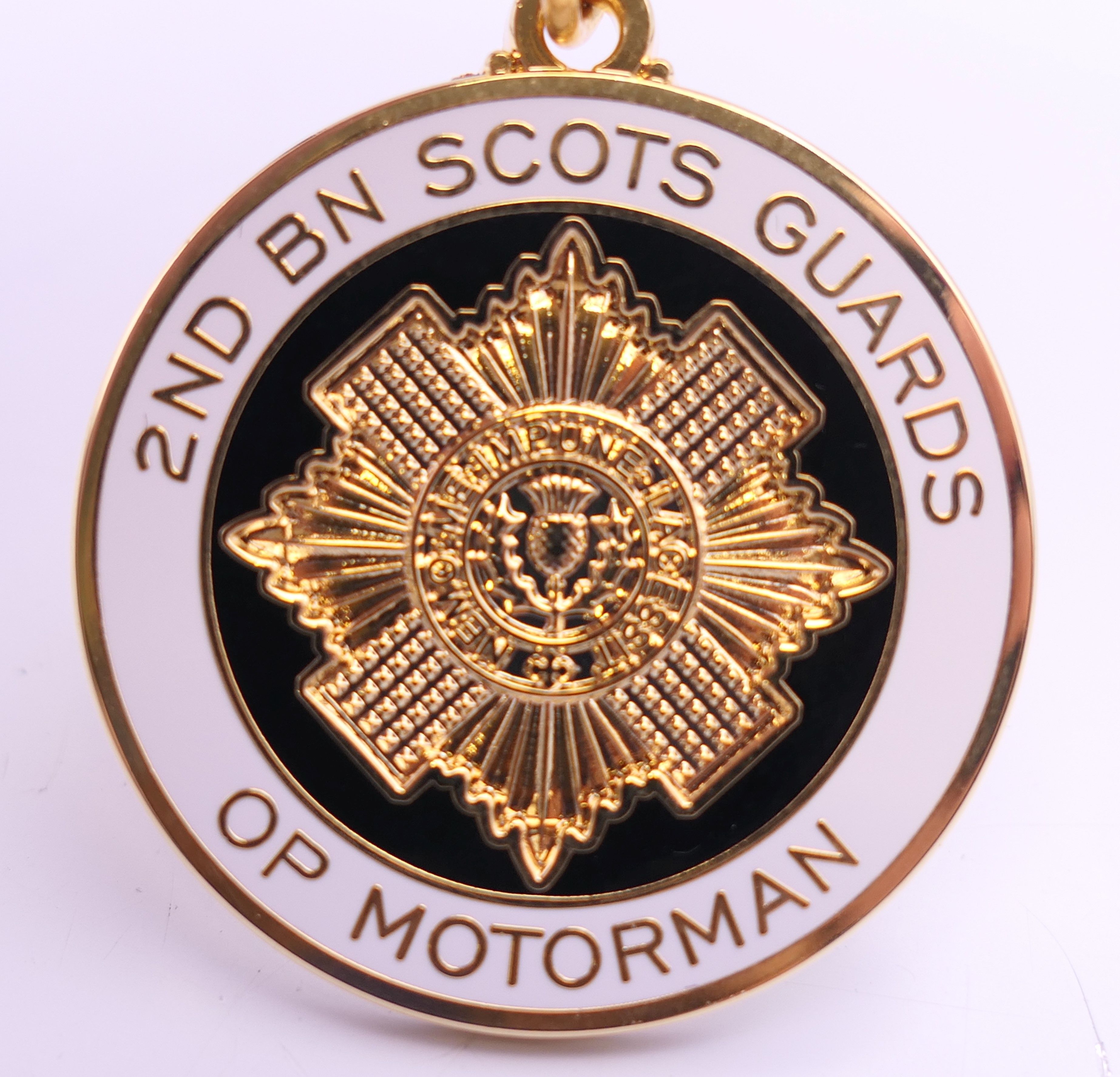 A 2nd BN Scots Guards OP Motorman medallion with ribbon. Medallion 3.25 cm diameter. - Image 2 of 3