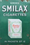 A Smilax Cigarettes enamel sign. 61 x 91.5 cm.